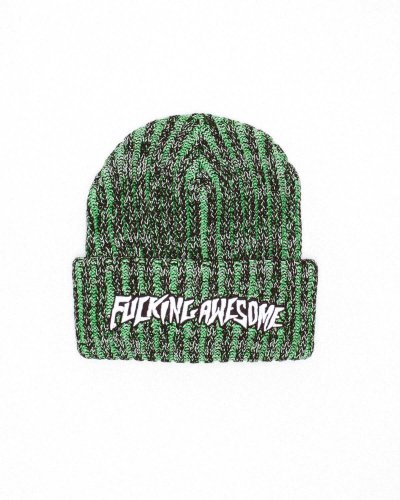 画像1: FUCKING AWESOME (REFLECTIVE STRIPE BEANIE) BLACK