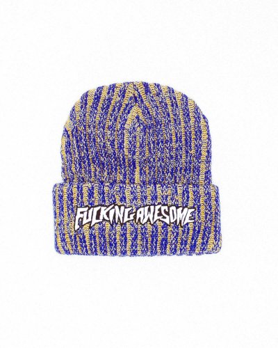 画像1: FUCKING AWESOME (REFLECTIVE STRIPE BEANIE) BLUE