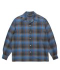 WACKO MARIA (OMBRE CHECK OPEN COLLAR SHIRT L/S TYPE-6) BLUE