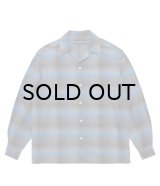 WACKO MARIA (OMBRE CHECK OPEN COLLAR SHIRT L/S TYPE-6) BLUE