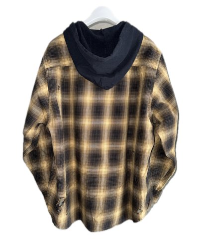 画像2: KAMIYA (OG Check Sun-Faded Hooded Shirt) YELLOW