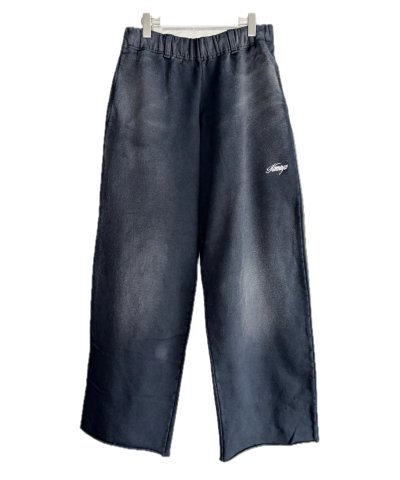 画像1: KAMIYA (Embroidered Wide Sweat Pants) BLACK