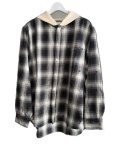 KAMIYA (OG Check Sun-Faded Hooded Shirt) BLACK
