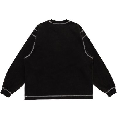 画像2: LQQK STUDIO (GRAPHIC STITCH CREWNECK) WASHED BLACK