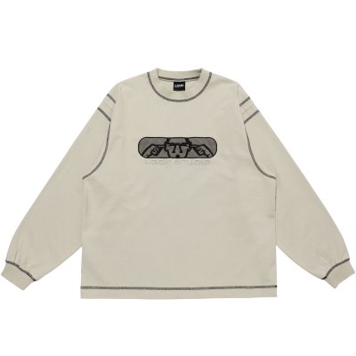 画像1: LQQK STUDIO (GRAPHIC STITCH CREWNECK) LIGHT GREY