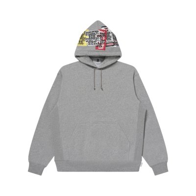 画像1: BLACK EYE PATCH (ASSORTED LABELS EMBROIDERED HOODIE) H.GRAY