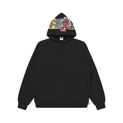 画像1: BLACK EYE PATCH (ASSORTED LABELS EMBROIDERED HOODIE) BLACK