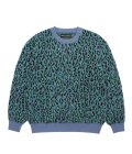 WACKO MARIA (LEOPARD MOHAIR JACQUARD CREW NECK SWEATER) BLUE