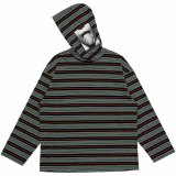 LQQK STUDIO (MULTI BORDER HOODED L/S TEE SEXHIPPIES COLLABORATION) BLACK