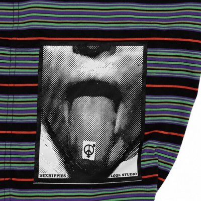 画像3: LQQK STUDIO (MULTI BORDER HOODED L/S TEE SEXHIPPIES COLLABORATION) BLACK