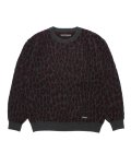 WACKO MARIA (LEOPARD MOHAIR JACQUARD CREW NECK SWEATER) CHARCOAL