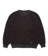 WACKO MARIA (LEOPARD MOHAIR JACQUARD CREW NECK SWEATER) CHARCOAL
