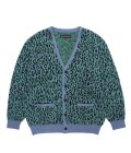 WACKO MARIA (LEOPARD MOHAIR JACQUARD CARDIGAN) BLUE