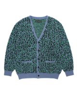WACKO MARIA (LEOPARD MOHAIR JACQUARD CARDIGAN) BLUE
