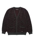 WACKO MARIA (LEOPARD MOHAIR JACQUARD CARDIGAN) CHARCOAL