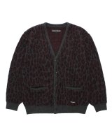 WACKO MARIA (LEOPARD MOHAIR JACQUARD CARDIGAN) CHARCOAL