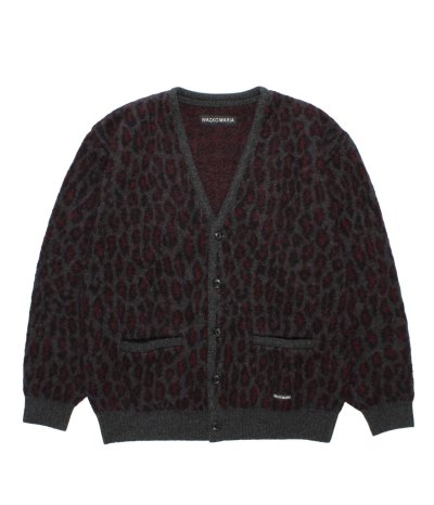 画像1: WACKO MARIA (LEOPARD MOHAIR JACQUARD CARDIGAN) CHARCOAL