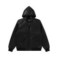 BLACK EYE PATCH (LEATHER PATCH PU HOODED JACKET) BLACK