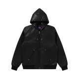 BLACK EYE PATCH (LEATHER PATCH PU HOODED JACKET) BLACK