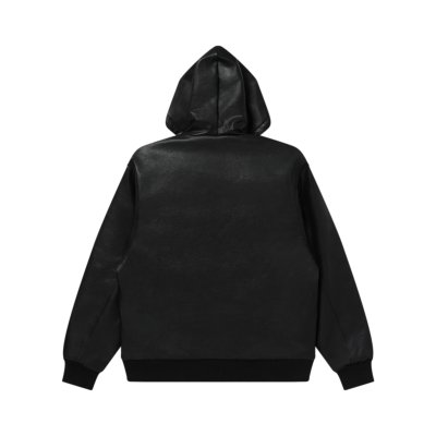 画像2: BLACK EYE PATCH (LEATHER PATCH PU HOODED JACKET) BLACK