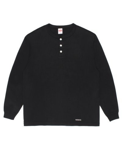 画像1: WACKO MARIA (HEALTHKNIT HENRY NECK LONG DLEEVE T-SHIRT) BLACK