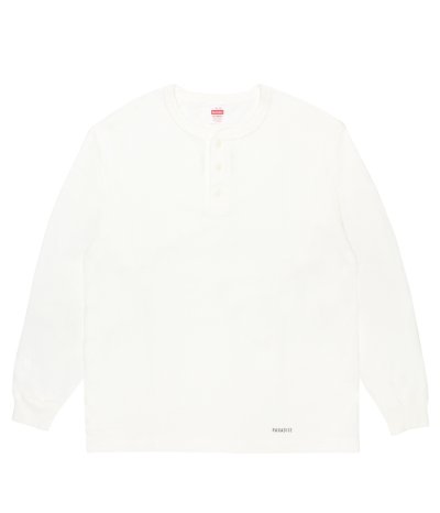 画像1: WACKO MARIA (HEALTHKNIT HENRY NECK LONG DLEEVE T-SHIRT) WHITE