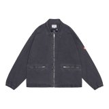 C.E (WASHED COTTON CANVAS ZIP JACKET) BLACK