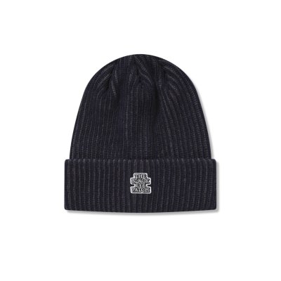 画像1: BLACK EYE PATCH (SMALL OG LABEL STRIPE BEANIE) NAVY