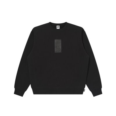 画像1: BLACK EYE PATCH (HWC LEATHER PATCH CREW SWEAT) BLACK