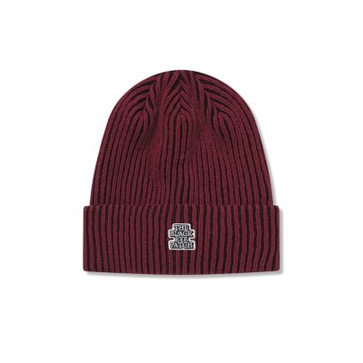 画像1: BLACK EYE PATCH (SMALL OG LABEL STRIPE BEANIE) RED