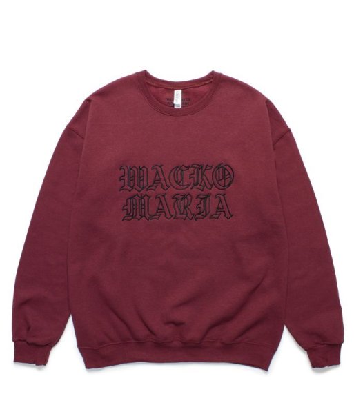 画像1: WACKO MARIA (CREW NECK SWEAT SHIRT TYPE 1) BURGUNDY (1)