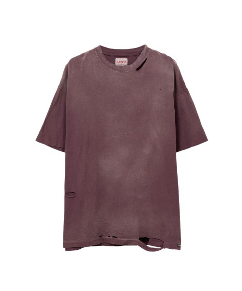 画像1: KAMIYA (“KMY-SNAKE” Distressed T-shirt) BROWN -30% OFF- (1)