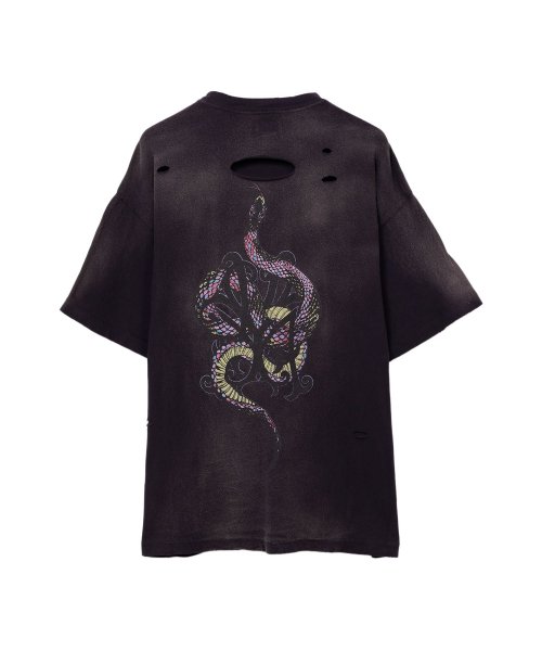 画像2: KAMIYA (“KMY-SNAKE” Distressed T-shirt) BLACK (2)