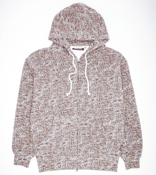 画像1: FUCKING AWESOME (Burnt Sticker Stamp Zipped Hoodie) WHITE (1)