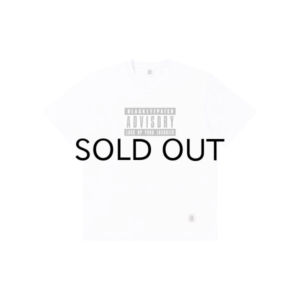 画像1: BLACK EYE PATCH (ADVISORY LABEL TEE) WHITE (1)