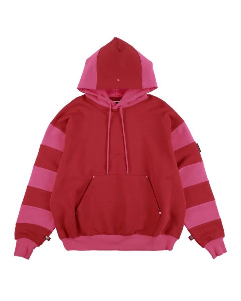 画像1: PHINGERIN (BORDER PATCH HOODIE) RED (1)