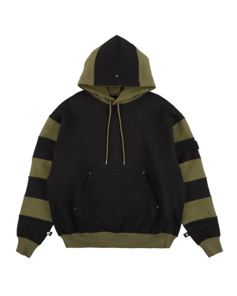 画像1: PHINGERIN (BORDER PATCH HOODIE) BLACK (1)