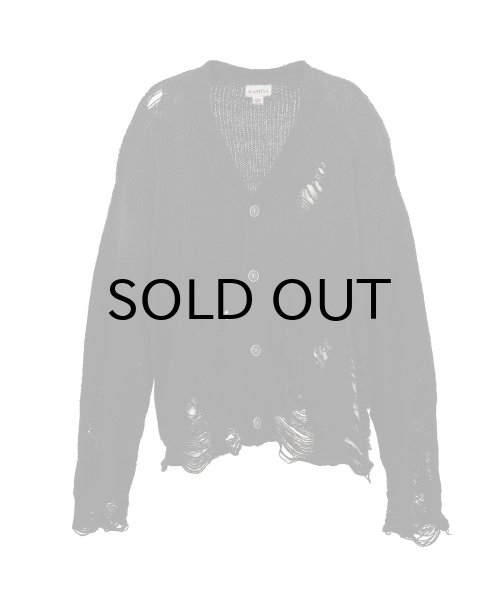 画像1: KAMIYA (Sun Faded Like Knit Cardigan) BLACK (1)