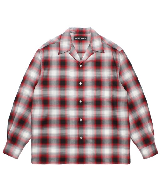 画像1: WACKO MARIA (OMBRE CHECK OPEN COLLAR SHIRT L/S TYPE-2) RED (1)