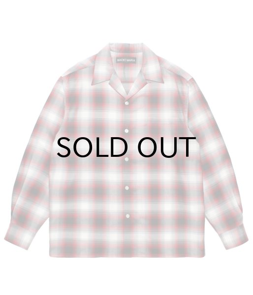 画像1: WACKO MARIA (OMBRE CHECK OPEN COLLAR SHIRT L/S TYPE-2) RED (1)