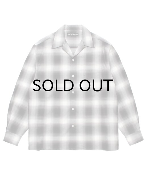 WACKO MARIA (OMBRE CHECK OPEN COLLAR SHIRT L/S TYPE-2) GRAY - FAMLEST