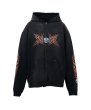 画像1: KAMIYA ("Skull Flame" Distressed Zip-up Hoodie) BLACK -30% OFF-  (1)