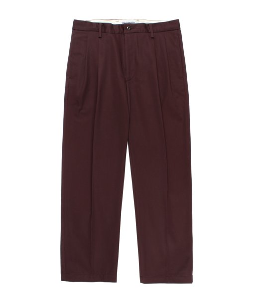 画像2: WACKO MARIA (DOUBLE PLEATED CHINO TROUSERS TYPE-1) BURGUNDY (2)