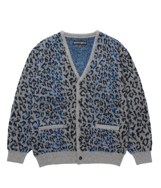 画像1: WACKO MARIA (LEOPARD MOHAIR CARDIGAN) GRAY (1)