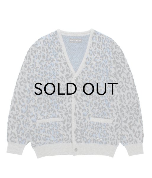 画像1: WACKO MARIA (LEOPARD MOHAIR CARDIGAN) GRAY (1)
