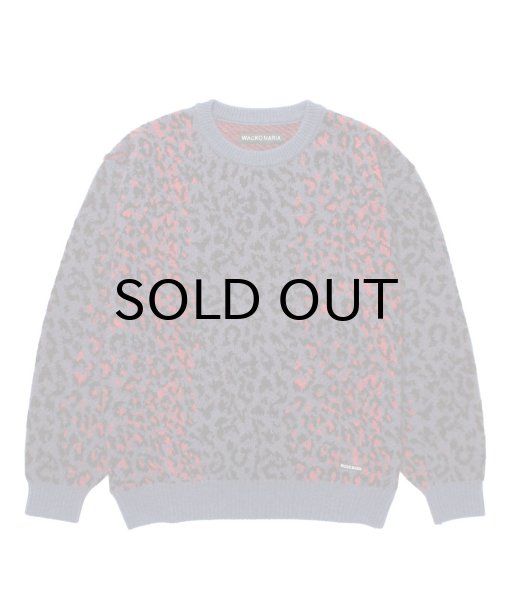 画像1: WACKO MARIA (LEOPARD MOHAIR CREW NECK SWEATER) NAVY (1)
