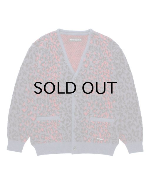 画像1: WACKO MARIA (LEOPARD MOHAIR CARDIGAN) NAVY (1)