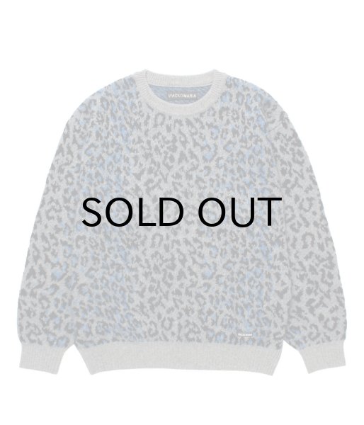 画像1: WACKO MARIA (LEOPARD MOHAIR CREW NECK SWEATER) GRAY (1)