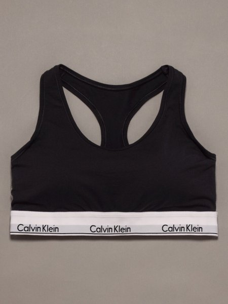 画像1: Calvin Klein (Icon Cotton Modal ライトリーラインド ブラレット) BLACK (1)