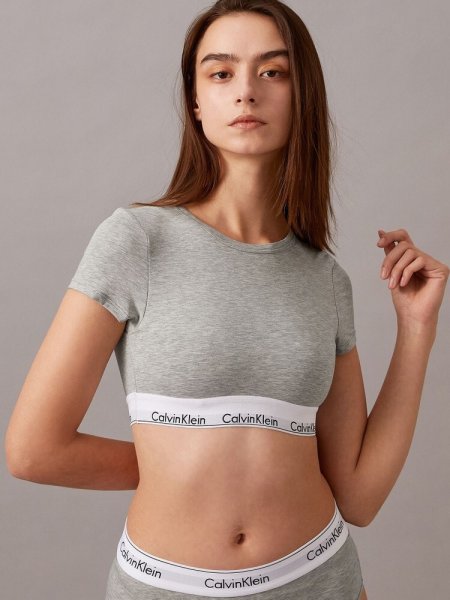画像2: Calvin Klein (Icon Cotton Modal Tシャツブラレット) GRAY (2)